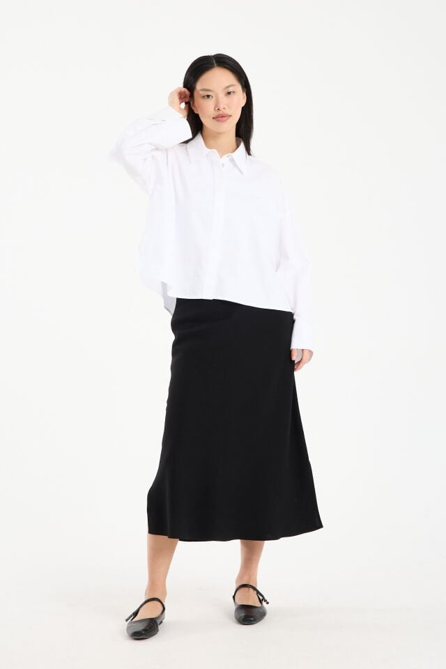 Kadın Oversize Gizli Patlı Uzun Kollu Gömlek